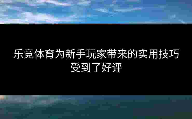 乐竞体育为新手玩家带来的实用技巧受到了好评
